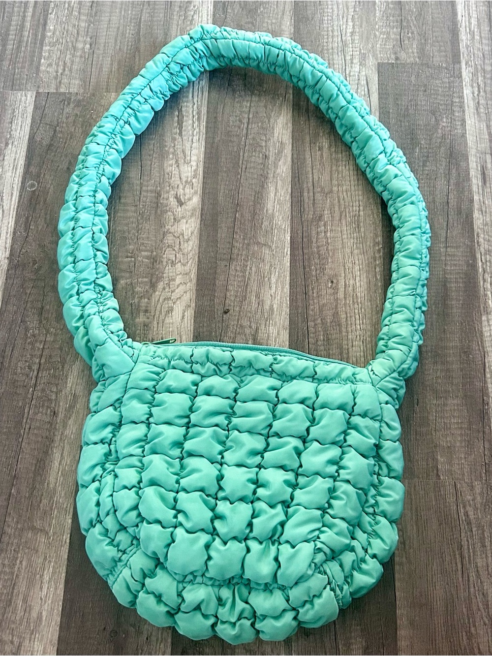 wild fable Quilted Teal Shoulder Bag with Ruched Strap